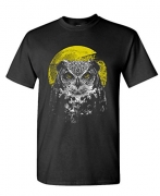 OWL MOON spirit animal native american usa – Mens Cotton T-Shirt, L, Black