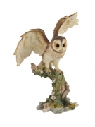 Owl Spreading Wings on Perch Statue