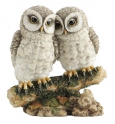 Owls Perched on Branch Figurine Collectible Statue