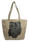 Peach Couture Womens Designer Print Large Travel Tote Handbag Shoulder Bag Purse (Beige Owl)