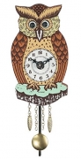 Pinnacle Peak Trading Company Brown Owl with Moving Eyes and Pendulum Quartz Movement Mini German Clock