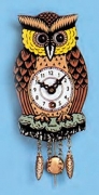 Pinnacle Peak Trading Company Owl with Moving Eyes and Pendulum Mechanical Movement Mini German Clock Germany
