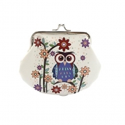Pocciol Women Lady Retro Vintage Owl Leather Small Cool Wallet Hasp Purse Clutch Bag (B)