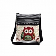 Postman Handbags, Paymenow Embroidered Owl Tote Bags Linen Women Shoulder Bag Crossbody Postman Package (B)