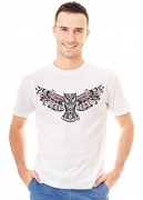 Retreez Colorful Owl Tattoo Pattern Style Graphic Printed Unisex Men/Boys/Women T-Shirt Tee – White – Large