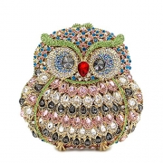 Rhinestone Owl Purse Clutch Handbag Prom Wedding Party Evening Bag for Women Crossbody Shoulder Bag (Multicolor 1)