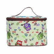 Signare Tapestry Round Large Cosmetic Bag Travel Makeup Organiser Case with Handle Holder in Owl Design (TOIL-OWL)