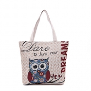 SIMPLE POCKET Jacquard Fabric, Pocket with Wipper Shoulder Bag Tote Bag Owl
