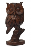 SouvNear 5.2 Inch Wooden Owl Statue – Best Selling Item – Great Horn Owl Stattue with Edge – Wood Sculpture with Side Look – Vintage Brown Bird Figurines/Statuette Living Room Home Decorations