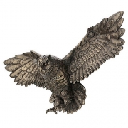 Steampunk Flying Owl Wall Plaque 21.65″ W Cold Cast Bronze