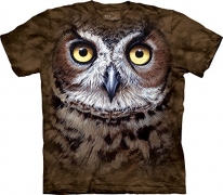 The Mountain Great Horned Owl Head T-Shirt, 4X-Large, Brown