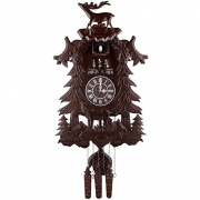 Vivid Large Deer Handcrafted Wood Cuckoo Clock with 4 Dancers Dancing with Music