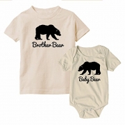 We Match! Brother Bear & Baby Bear Matching Kids T-Shirt & Bodysuit Set (6M Bodysuit, Toddler 5/6T, Natural Organic)