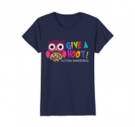 Womens Autism Owl Autism Awareness Shirt Give a hoot XL Navy