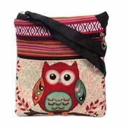 Womens & Girs Mini Owl Canvas Crossbody Cell Phone Pouch Shoulder Bag, Butterfly (A owl(7.99.5in))