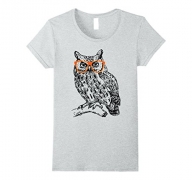 Womens Hipster Owl With Glasses Funny Love Owls Gift T-Shirt XL Heather Grey