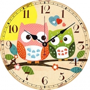 Yesee Silent Wall Clock Non Ticking Noise, Large Wall Clock Battery Operated Decorative for Living Room Bedroom Kitchen.[No Case] (12 Inch, Double Owl)