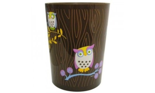 Allure Home Owls Printed Wastebasket Trashcan