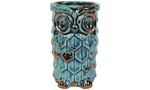 Distressed Look Ceramic Owl Vase