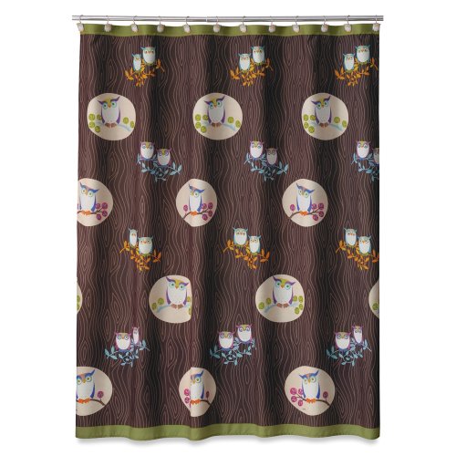 Cute Owl Printed Microfiber Owl Shower Curtain