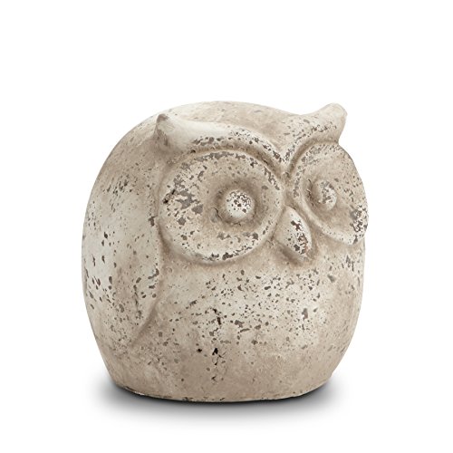 Abbott Collection Terracotta Rustic Fat Owl Garden Statue, Antique