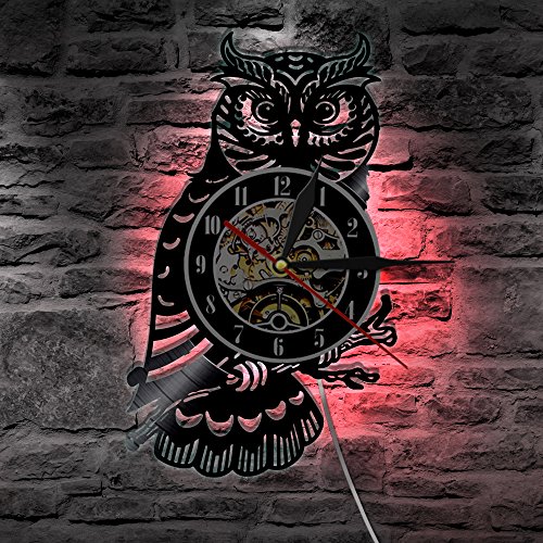 Crazypicky LED Wall Lights, Night Light, Wall Lamp, Night Owl Retro LED Vinyl Clock Light Color Changing Wall Light With Remote Controller LP Art Backlight Cool Living Room