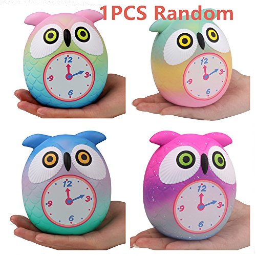 LaooDa 1PCS Large Jumbo Squishy Prime Toy Owl Cartoon Lovely Sweet Owl Decor Clock Animal Soft Slow Rising Scented Squeeze Kid Boy Girl Hop Pop Toy Gift