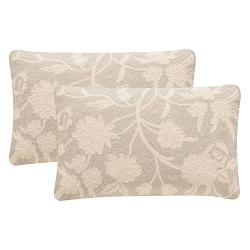 Safavieh Pillow Collection Throw Pillows, 20 by 20-Inch, Vannes Greige, Set of 2