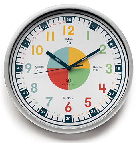 Teaching Clock with Silent Movement | Educational Clock that Makes Kid’s Learning Time Faster + Fun. Quiet Child’s Wall Clock Perfect for Parents and Teachers, Toddler’s Bedroom or Classroom.