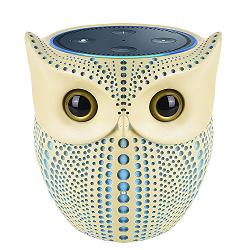 ANTS Speaker Stand Case for Amazon Echo Dot (2nd or 1st Generation). Alexa Echo Dots Owl Statue Crafted Guard Station (Yellow)