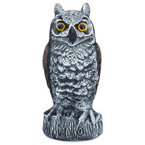 Bird Blinder Scarecrow Fake Owl Decoy – Pest Repellent Garden Protector – (horned, small)