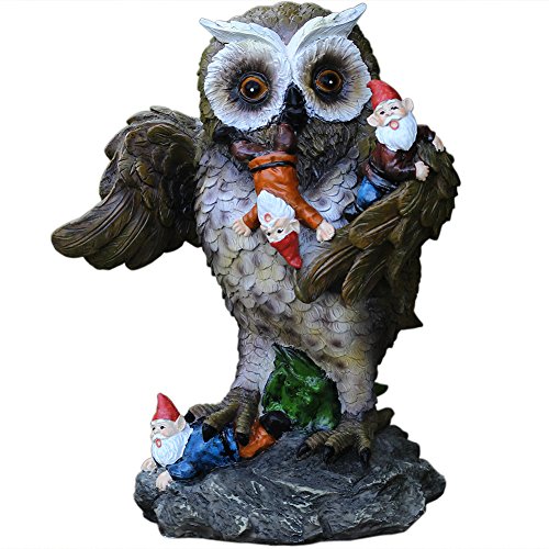 CCOQUS Garden Gnome Outdoor Statue, 12inch Large Owl Massacre Funny Gnomes for Outside Garden Patio Holiday Decor Original Design