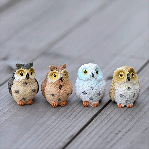 Danmu 4pcs Resin Mini Owls Miniature House Fairy Garden Micro Landscape Home Garden Decoration Plant Pots Bonsai Craft Decor