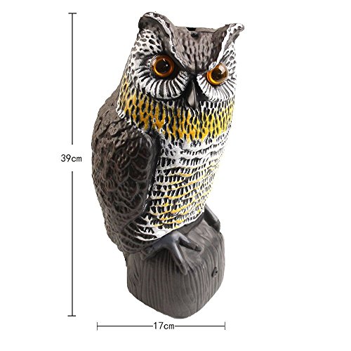 Haierc Garden Statues,Solar Owl Statue,Solar Fake Owl,Pest Repellent Garden Protector