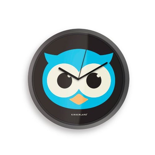 Kikkerland Glow In The Dark Owl 8-Inch Wall Clock