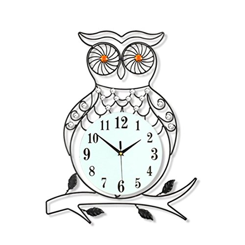 Magshion 3D Owl Bird Design Iron Wall Clock Crystal W/ Wall Hooks 20″L 15.4″W