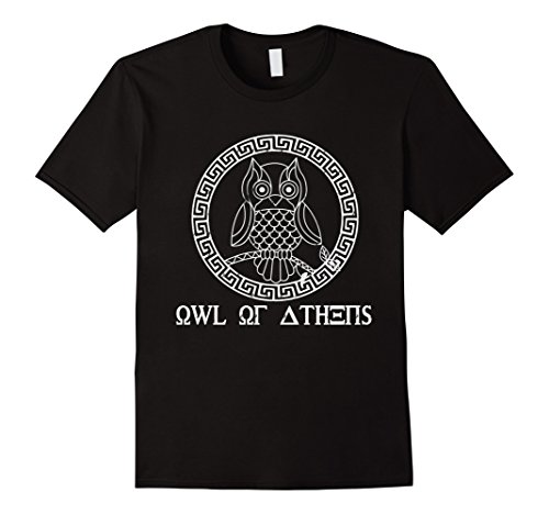 Mens Greek Mythology Athena Goddess Shirt Athenian Athens Owl XL Black