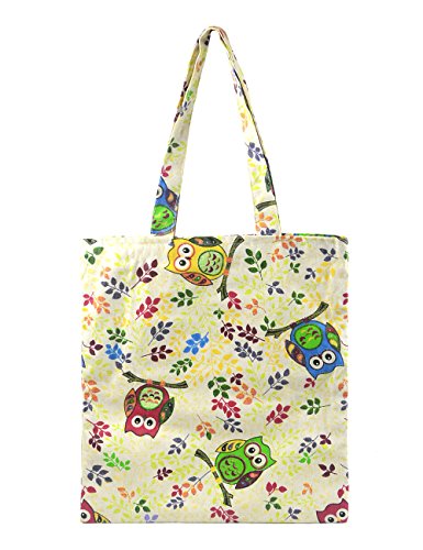 POPUCT Cute Owl 100% Cotton Canvas Tote Bag (A)