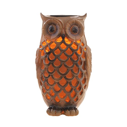 Solar Powered Owl Light Decoration- Ultra Durable Polyresin- Highest Capacity Battery- Intricate Detailing- Wireless Outdoor Accent Lighting- Best Decor Ornament for Garden/Patio/Yard (Bronze Brown)