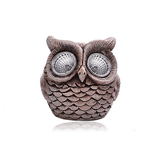 Solar Powered Owls,Powered by Solar LED Garden Light,Cement Owl Night Figuine Glow for Park, Patio, Deck, Yard, Garden, Home, Pathway, Outside Landscape