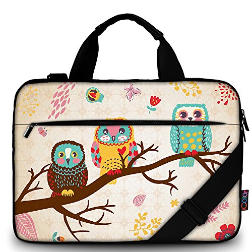 iColor 15″ Canvas Laptop Shoulder Messenger Bags 14″ 15.4 Inch Office Briefcase 15.6″ Computer PC Notebook Tablet Handle Cases Carrying Sleeve Cover Holder (14″~15.6″, Owl)