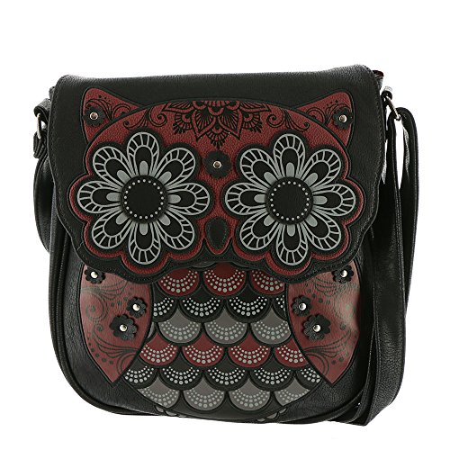 Loungefly Owl Large Crossbody Bag Black-Burgundy