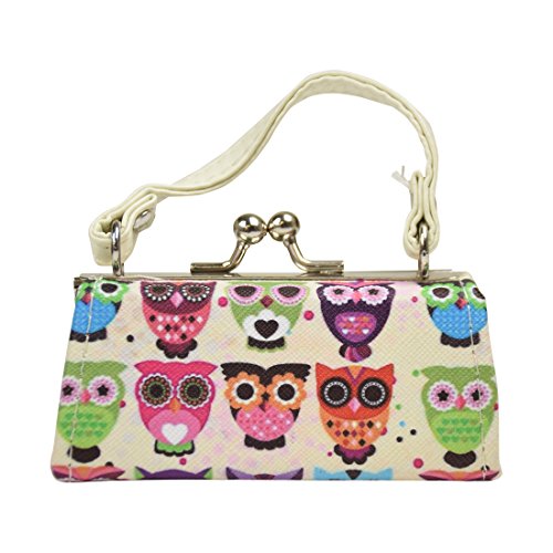 Owl Lipstick Case with Handle Kids Coin Mini Purse – Cream