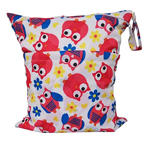 Ocamo Cute Double Zipper Printed Waterproof Portable Diaper Bag Dipper bag owl